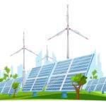 Ecology green energy realistic concept with wind turbines and solar panels in background with cityscape silhouette vector illustration SSUCv3H4sIAAAAAAACA3VRy2rDQAz8FaGzaVp68z0UCi2h7S30IMuqI7LZNftwGoL/vVongVx6WTR6jGZHZ+woKWN7RnWupBwpa/DYPjUoveYQlRy2j3ODKVMuSZL1GmLKMlh1wTeS7bnmscUv4Z0PLgwntMHSWepNE4tz5CWUhHNza3031ij/tX03SIN4PtWttjaKE1pEbK20P2aJh6uiSXsJl5BKrzXEKTA5qz9Xxfa7cKjZIdK4U446Say4l8QW4JoXyTBEEQ/iJRqIQk5TVgYOnmXMcNS8s8f3YMo79ZKADKTgKMJoyl0C9dAR74cYipWWCdZ8SkyjQFK3C0VyFpiEzWO49/4B1mY8dU5gvflcqD/E9xIr6evmBX5CPJh1DebfaiA2VycvXGl11VnIrfL9HcLezjrP8x8zSuc19AEAAA==